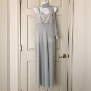 Unger-Mindel Floor Length Empire Waist Dress with Matching Scarf Size 12
